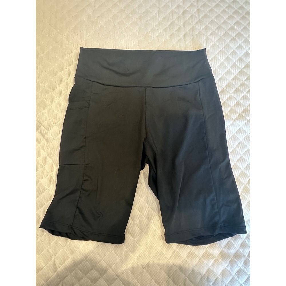 YMI Womens Black High Waisted Biker Shorts with Side Pocket Size M